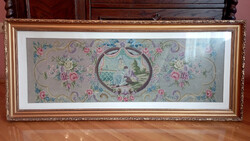 Nagyméretű kézi gobelin falikép kerettel