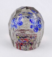 1W778 Régi csiszolt üveg muránói levélnehezék