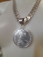 Ezüst Mária Terézia Dupla S.F.Talléros Ezüst 925 Keretes Medál. 65 gramm.