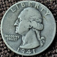 USA . LIBERTY  Quarter  dollar 1941 . Ag ezüst  . F2025