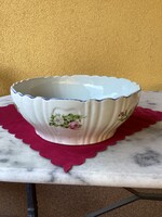 Antik nagy méretű rózsás porcelán tál 27x10 cm.