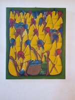 Ismeretlen festő olaj-vászon képe. 60x50 Morel szigno.