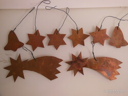 KARÁCSONYFADÍSZ - RÉZ - 8 db - ALKUKÉPES - KÉZMŰVES - 18 x 9 cm - 7 x 6 cm -  HIBÁTLAN