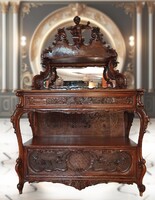 Dúsan faragott angyal szobros antik barokk rokokó pohárszék tálaló etager BÉRELHETŐ