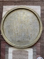 Tál, török, 20. sz. eleje -első fele, kalapált sárgaréz d: 62cm