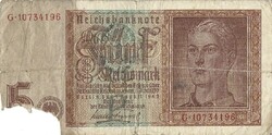 5 reichsmark 1942 Németország 8 jegyű sorszám 1.