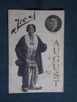 Képeslap,Joe Ocsvai Entree-August bohóc / Cirkuszi bohóc reklám,1922-