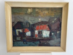 Boross Géza cigánysor festmény képcsarnokos tájkép életkép