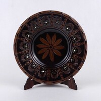 1W800 Teimel István óbányai barna mázas kerámia falitányér 18 cm