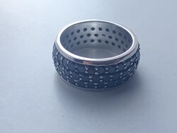 Új S'Oliver női ezüst fekete köves gyűrű (16,5mm)