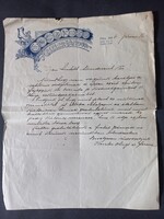 Régi fejléces levélpapir Keszler Sándor Pécs Király ucca 8. - kézzel irt levél
