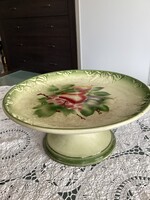 Antik Fischer Emil fajansz asztalközép, tortatál a Monarhiából