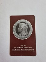 Otp 1978. Annual card calendar - female head from the 100-forint Kossuth banknote issued in 1848