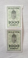 2 darab 1000 forint illeték bélyeg , kivont , nem használt új állapotban