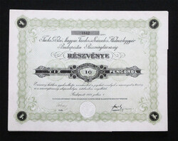 Fuchs G. Első Magyar Tizedes és Százados Hídmérleggyár részvény 10 pengő 1925