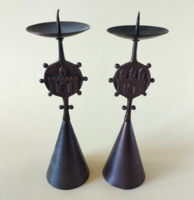 2 DB IPARMŰVÉSZ BRONZ GYERTYATARTÓ