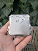 Szépséges, régi ezüst tükör, púdertartó