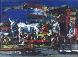 1W848 Kapcsa János : Szürkemarhák 71 x 53 cm