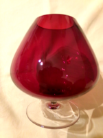 Üveg váza túlméretezett piros konyakos pohár 14x14cm brandy snifter vagy brandy ballon