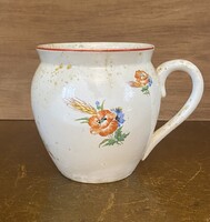 ANTIK GRÁNIT FÜLES BÖGRE PIPACS ÉS BÚZAKALÁSZ, NÉPIES KONYHAI DEKORÁCIÓ 11 CM