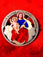 Ezüst lüszterzománcos tallér bross, 1809, Mária magyarok Nagyasszonya, unter deinem Schutz u Schirm