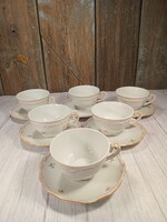 Zsolnay apró virág mintás teás csészék aljakkal