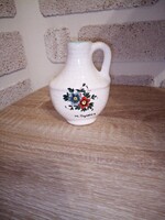 Bodrogkeresztúri kerámia Miskolc Tapolca emlék korsó. 10 cm.  Hibátlan.