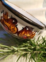 Mázas, cserép tálka ,- kínáló  / madarak