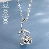 Moissanite 2 Karátos Gyémánt Köves 925 Tiszta Ezüst Nyaklánc Lúd Medál Ékszerdoboz Tanúsítvány Új.