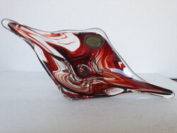 Régi Lux Glass művészi üveg disztál, asztalközép, 30 cm