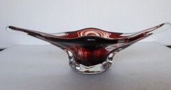 Régi Lux Glass művészi üveg disztál, asztalközép, 30 cm