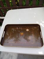 Jelzett olasz Melarti lakk  lovas tálca 53,5x34 cm  +  angol lovas selyem /  műselyem kendő