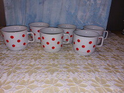 Zsolnay piros pöttyös porcelán bögrék, csészék