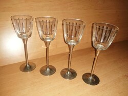 Fém talpú csiszolt üveg pohár - 4 db egyben - 17,5 cm magas (20/K)