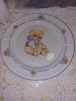 Macis, medvés nagyméretű porcelán gyerek mese tányér, tál, kínáló