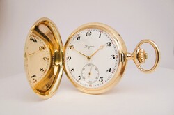 NAGYON SZÉP MINŐSÉGI ,ANTIK LONGINES ,14K ARANY, DUPLAFEDELŰ ZSEBÓRA,1920-30ÉVEK