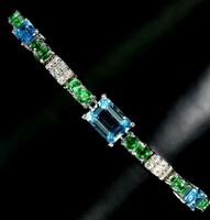 Valodi Kék és Zöld Topaz 925 Ezust Karkötő