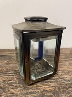 Bronz mécsestartó metszett üveg oldalakkal