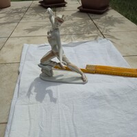 Hollóházi porcelán táncos nő figura – Art deco stílus, hibátlan állapotban