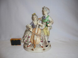 Hollóházi German Porcelain Rococo Musician Pair - Wagner & Apel Figurine, Sculpture, Nipp