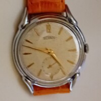 TECHNOS small seconds wristwatch, nice case, serviced movement, leather strap