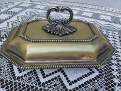 Masszív, jelzett melegentartó fém tál  fedéllel