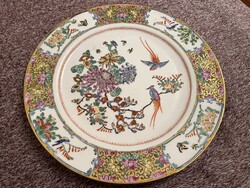 Lenyűgöző, kézzel festett, paradicsommadaras, jelzett keleti tányér. Hibátlan, 26 cm átmérővel