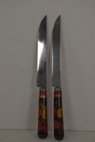 Retro, orosz, kézzel festett, fa nyelű kések A365