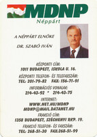 Kártyanaptár - - 1998 - MDNP Néppárt - dr. Szabó Iván