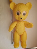 Műanyag DMSZ maci sárga mackó mozgó szemű medve 32cm retro