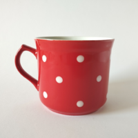 RETRO PÖTTYÖS PORCELÁN NAGY BÖGRE,CSUPOR o,6 L