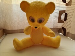 Műanyag DMSZ maci sárga mackó mozgó szemű medve forgatható testrészek 32cm retro
