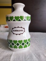 Alföldi porcelán zöld szivecskés fűszertartó - babérlevél