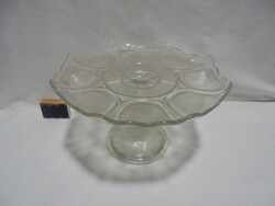 Régi üveg talpas tortatál